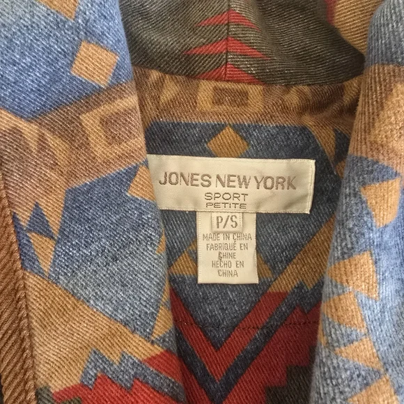 Jones New York Vintage Aztec Barn Coat Rodeo Western Cowgirl Blazer Size SP - Picture 5 of 11